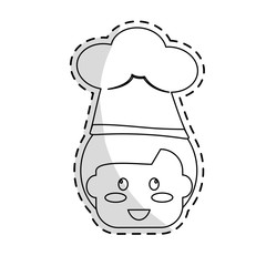 cute kid wearing chef hat over white background. vector illustration