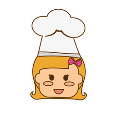 cute girl wearing chef hat over white background. colorful design. vector illustration