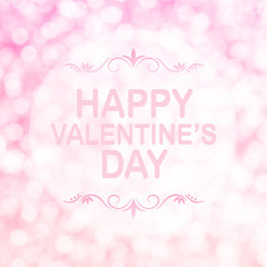 Obraz na płótnie Canvas white pink abstract bokeh background with words Happy Valentine'