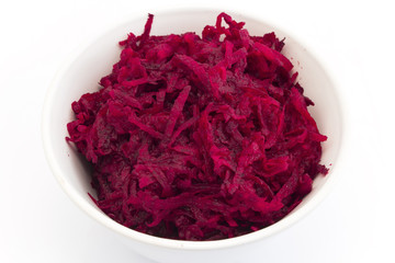 Fresh Grated Beet Salad Isolated on White