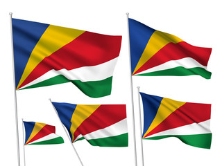 Seychelles vector flags. A set of 5 wavy 3D flags created using gradient meshes. EPS 8 vector