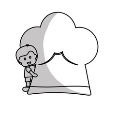 happy child with healthy eating related icons image grey and white vector illustration design 