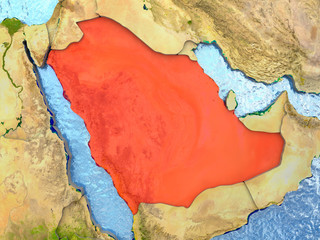 Saudi Arabia in red