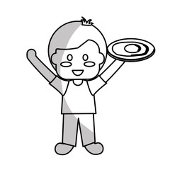 happy child with healthy eating related icons image grey and white vector illustration design 