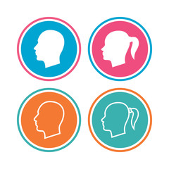 Head icons. Male and female human symbols.
