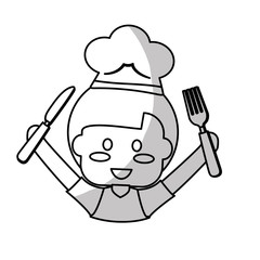 happy child with healthy eating related icons image grey and white vector illustration design 