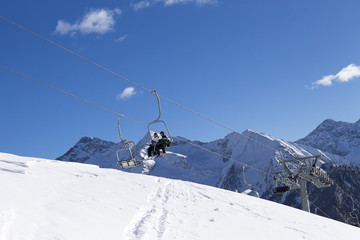 Fototapeta na wymiar Ski resort with track and ski lift