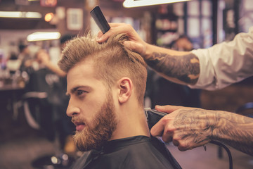 At the barber shop