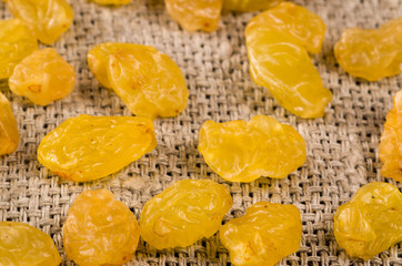 Macro view of the dry sweet raisins close-up