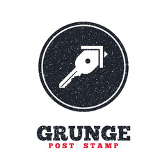 Key from the house sign icon. Unlock tool.