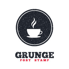 Coffee cup sign icon. Hot coffee button.