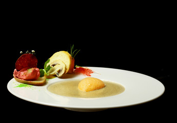 Soup or source with foam