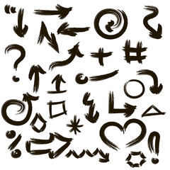 Set abstract of arrows, insignia, figures