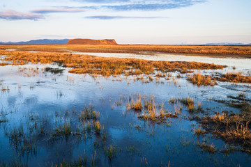 Fototapeta na wymiar wild highland landscape in iceland at evening