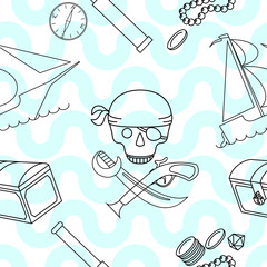 Seamless background with pirate theme elements