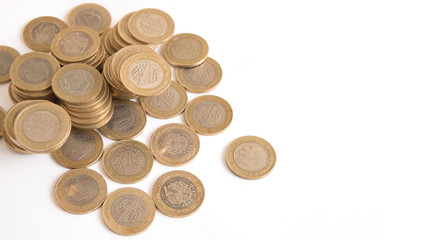 isolated turkish lira stack on white