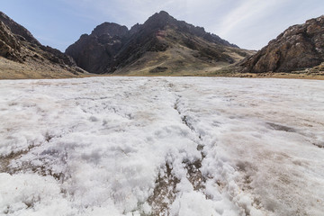 Fototapeta na wymiar glacier in Guruan Saikhan National Park ; Mongolia in May 2016.