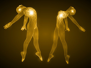 energy of the dancing man and girl figures.