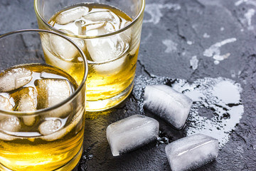 glass of whiskey on dark background