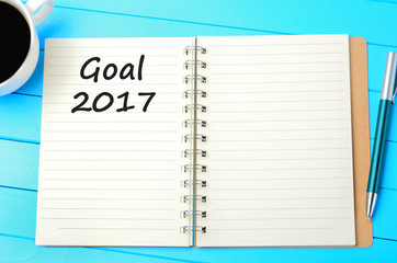 Goal 2017 words on notebook