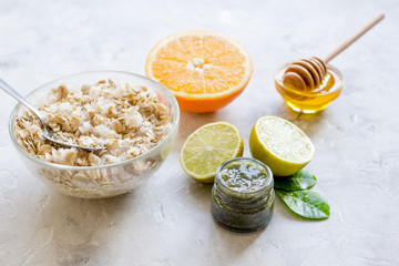 organic citrus scrub homemade on gray background