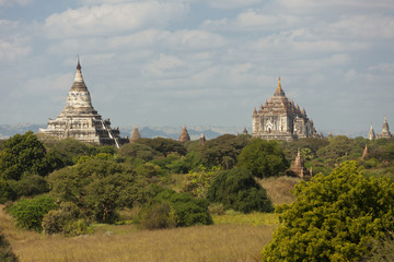 Shwesandaw Pagoda and Thatbyinnyu Temple in Bagan Myanmar 