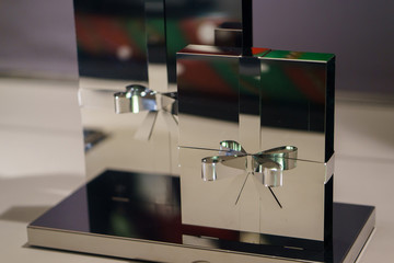 beautiful gifts boxes from metal. close-up