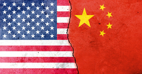 Fototapeta premium A crack in the wall. China-United States relations