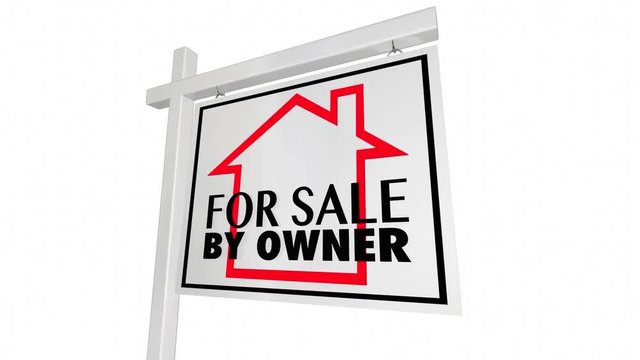 For Sale By Owner Real Estate Home House Sign 3d Animation