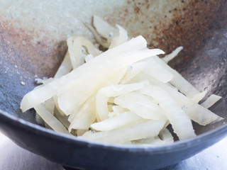 Japanese cuisine, daikon radish and boiled young sardines salad