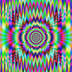 Psychedelic Meltdown / An abstract digital image with a psychedelic meltdown design in green, pink, blue, red, yellow and turquoise.