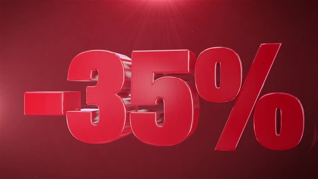 " 35% Sale " Animation Promotions In Red Text Seamlessly loopable Motion Background