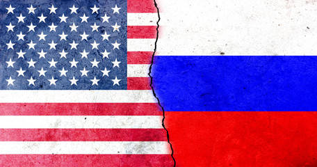 Obraz premium A crack in the wall. Russia-United States relations