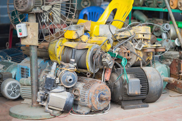 Messy old disassembled electrical parts