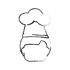 cartoon kid wearing chef hat over white background. vector illustration