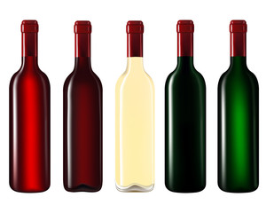 Wine bottles isolated on white