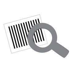 bars code and magnifying glass over white background. vector illustration