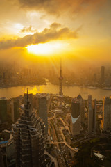 Shanghai skyline cityscape, Aerial view of shanghai, shanghai lujiazui finance and business district trade zone skyline, Shanghai China
