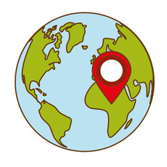 planet earth with gps pin  icon image vector illustration design 