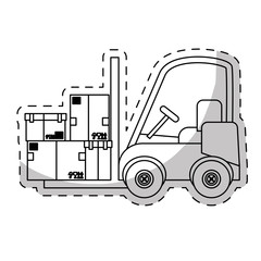 forklift truck with carton boxes over white background. vector illustration