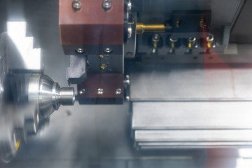 Steel metal automotive parts cutting machine process by CNC lath