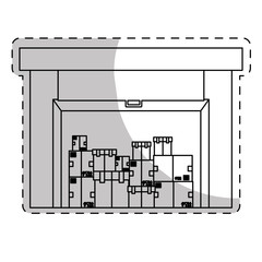 warehouse with carton boxes over white background. vector illustration