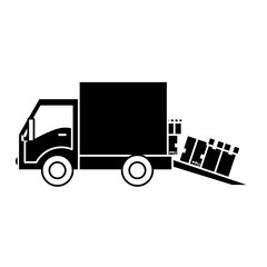 Naklejka premium cargo truck with carton boxes over white background. vector illustration