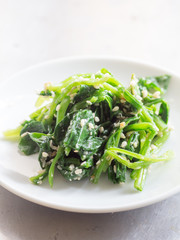 Japanese cuisine, boiled spinach with white sesame