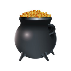 saint patricks day pot gold coins vector illustration eps 10