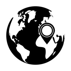 earth planet with location pin over white background. vector illustration