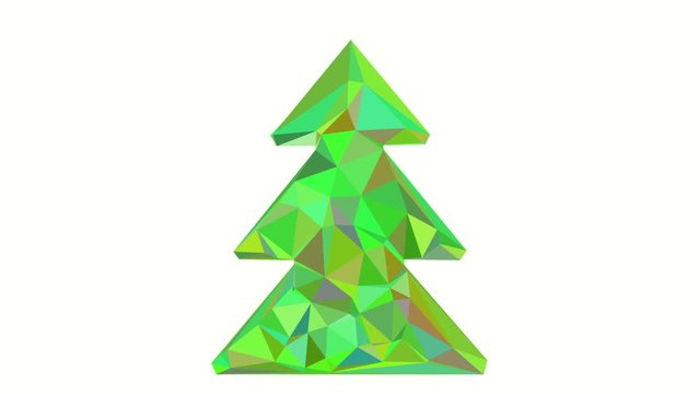 Green Growing Origami Christmas Tree on White Background -   Video Footage 