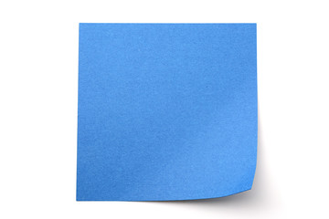 Blue paper stick note on white background