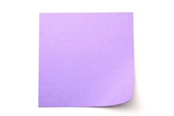 Purple paper stick note on a white background
