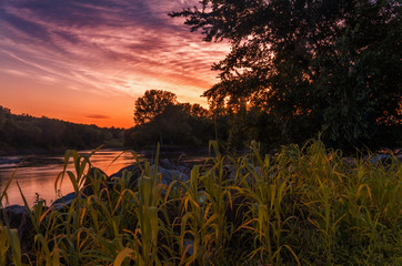 Beautiful sunset on a river